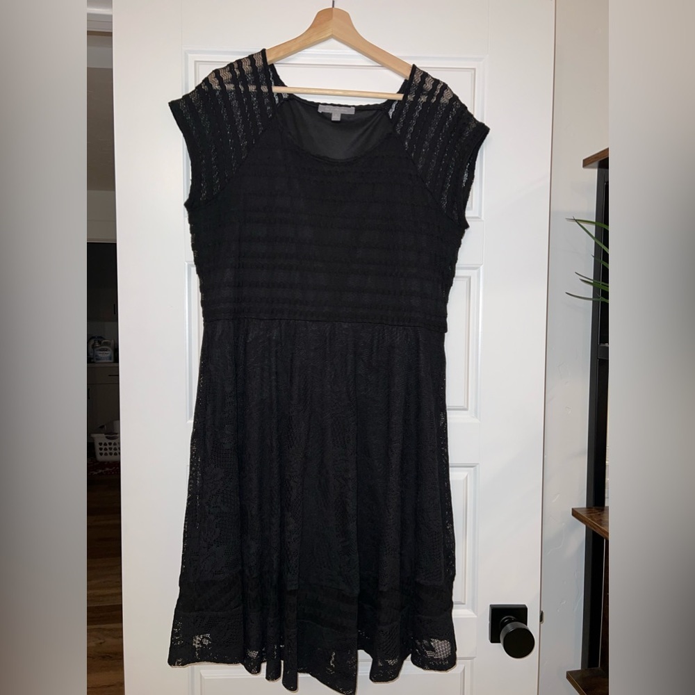 NY Collection Black Lace Midi Dress